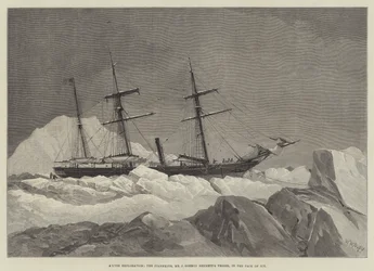 Exploração Ártica, o Jeannette, Embarcação do Sr. J Gordon Bennett, no Pacote de Gelo